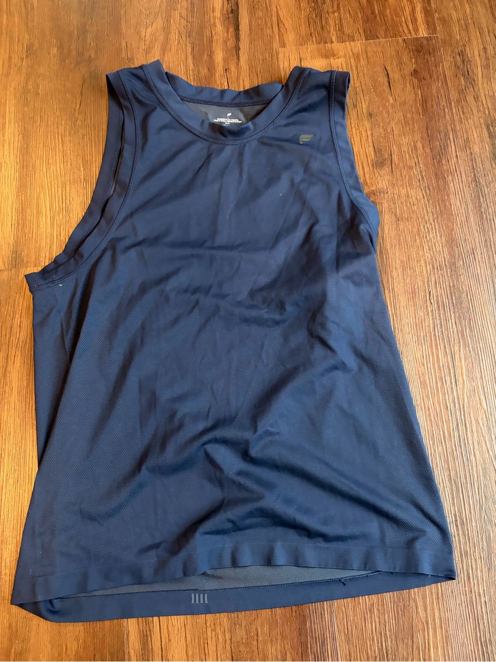 Fabletics Navy Crewneck Tee with Subtle Logo Print